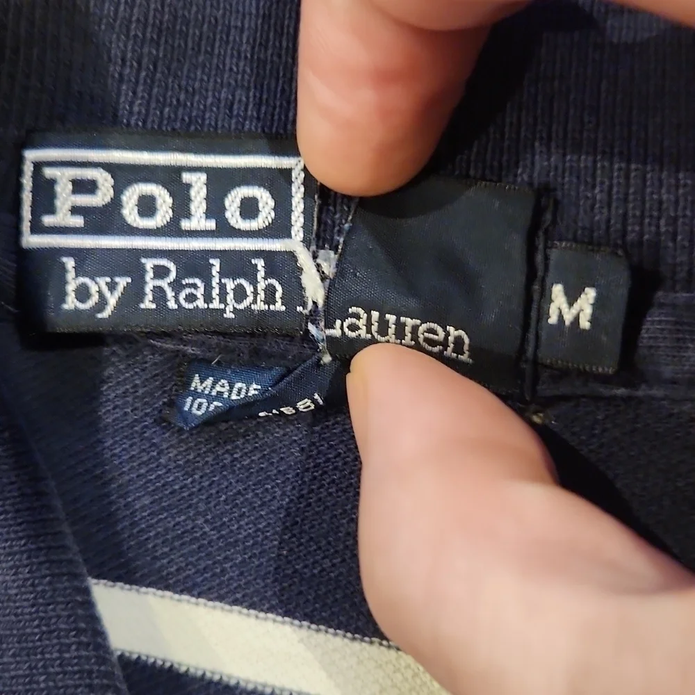 POLO by Ralph Lauren Navy Blue & White Stripes Polo Shirt